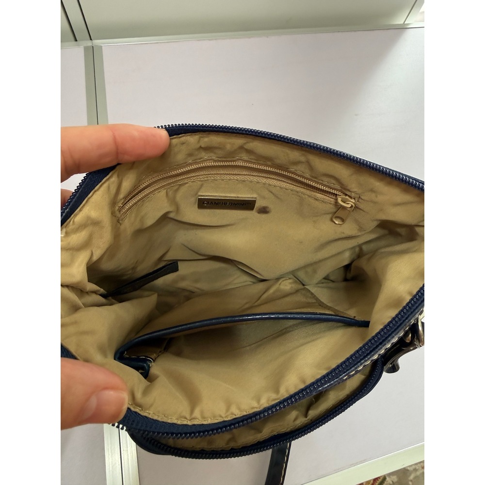 Giani Bernini Navy Blue Genuine Leather Crossbody Bag 9x6 Multi Pocket Purse - Picture 12 of 14
